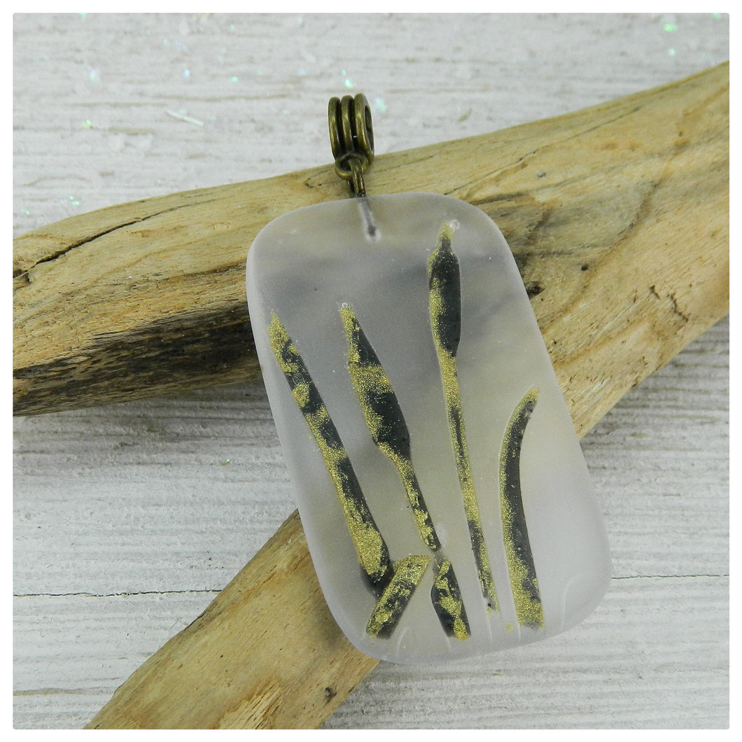 Frosted Pendant with Cattails