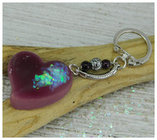 Load image into Gallery viewer, Heart Keychain in Shades of Purple

