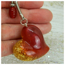Load image into Gallery viewer, Burgundy &amp; Gold Heart Keychain
