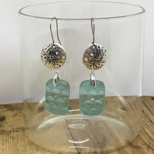 Load image into Gallery viewer, Rectangular Textured Earrings in Aqua
