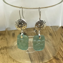 Load image into Gallery viewer, Rectangular Textured Earrings in Aqua
