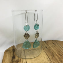 Load image into Gallery viewer, Textured Drop Earrings in Aqua
