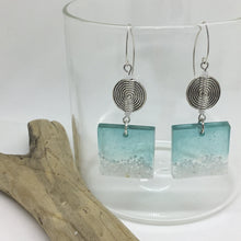 Load image into Gallery viewer, Drop Resin Earrings in Aqua &amp;  White
