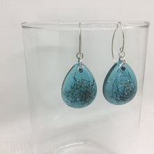 Load image into Gallery viewer, Aqua Teardrop Earrings with Silver Threads

