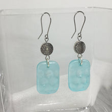 Load image into Gallery viewer, Beaded Rectangular Water Earrings in Aqua
