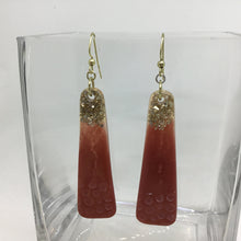 Load image into Gallery viewer, Gold Sparkle with Burgundy Resin Earrings
