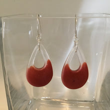 Load image into Gallery viewer, Teardrop Burgundy and Silver Earrings
