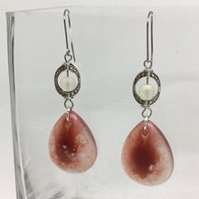 Load image into Gallery viewer, Burgundy &amp; Silver Drop Earrings

